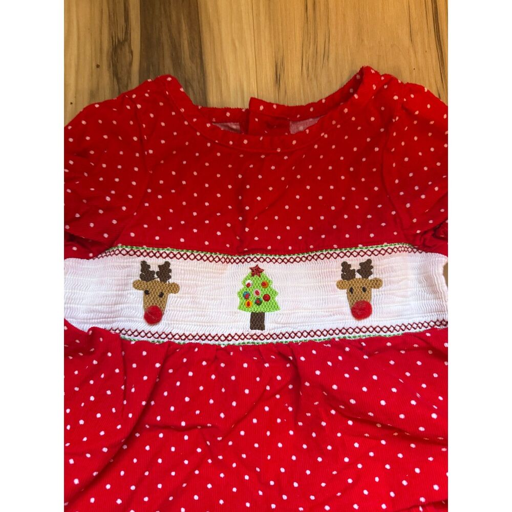3T Mudpie Christmas Smocked Dress